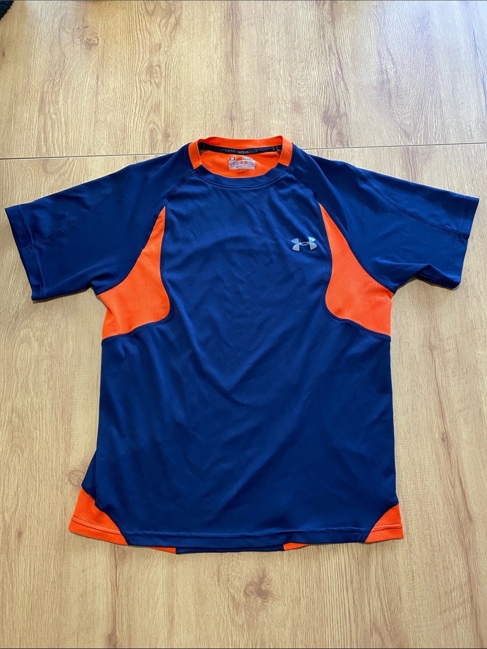 Under Armour Navy and Orange Short Sleeve Athletic Tee